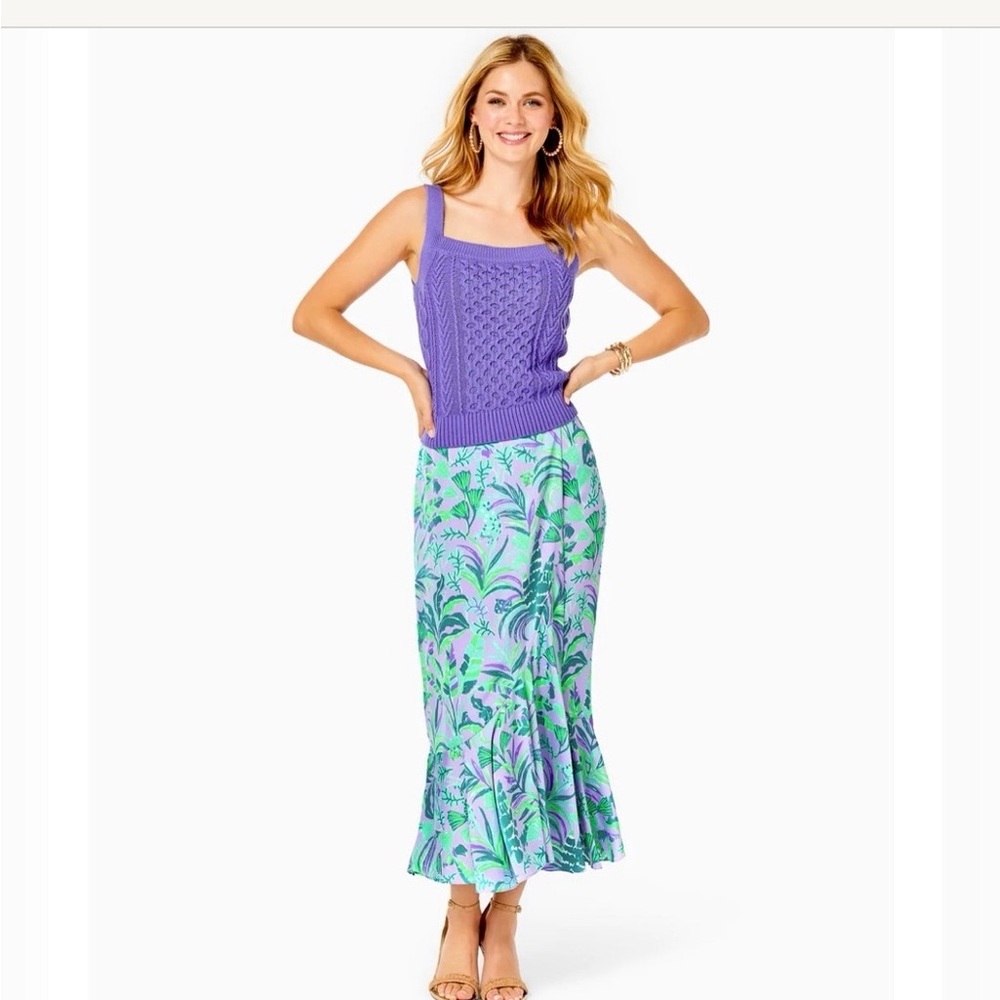 Lilly Pulitzer Green and Blue Maxi Trumpet Skirt